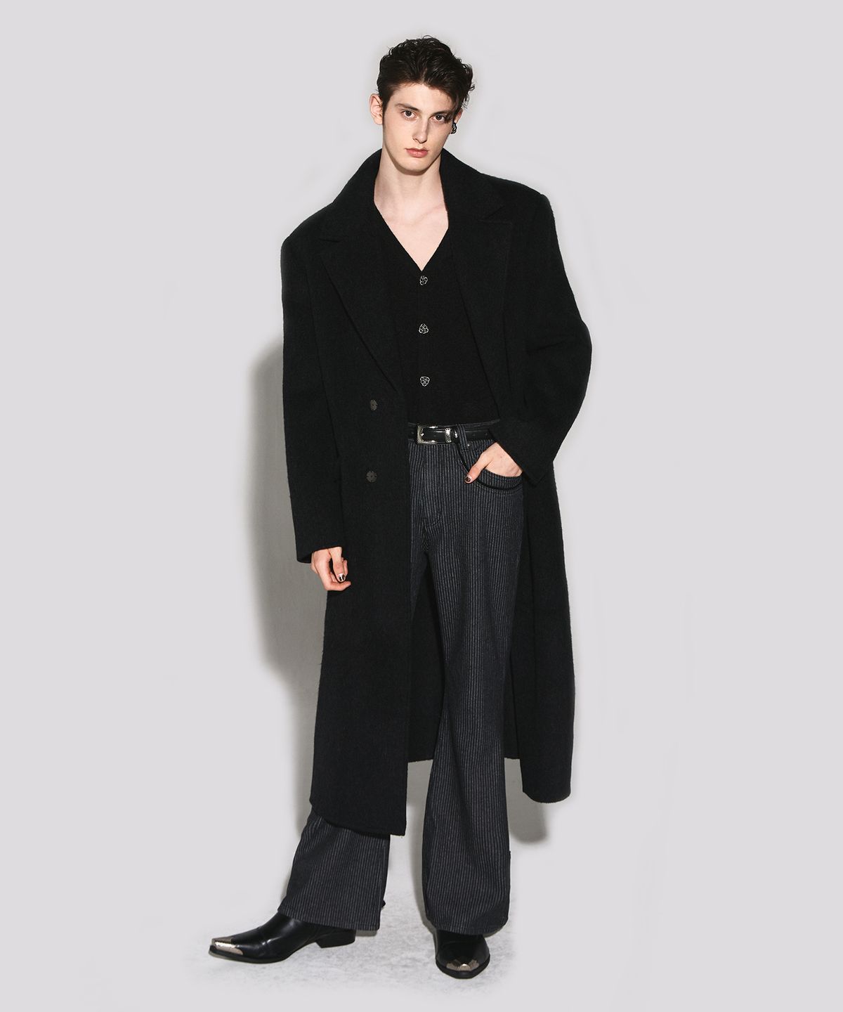 웨슬리 휴스턴(WESLEYHYUSTON) Western tape detail boots cut denim pants black stripe