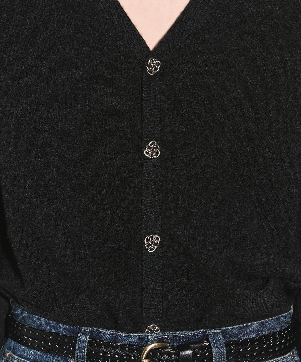 웨슬리 휴스턴(WESLEYHYUSTON) Vine metal button wool cardigan charcoal