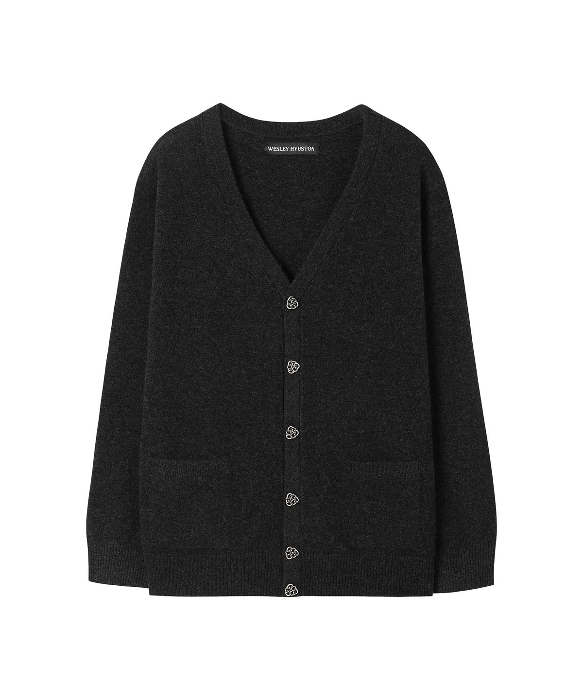 웨슬리 휴스턴(WESLEYHYUSTON) Vine metal button wool cardigan charcoal