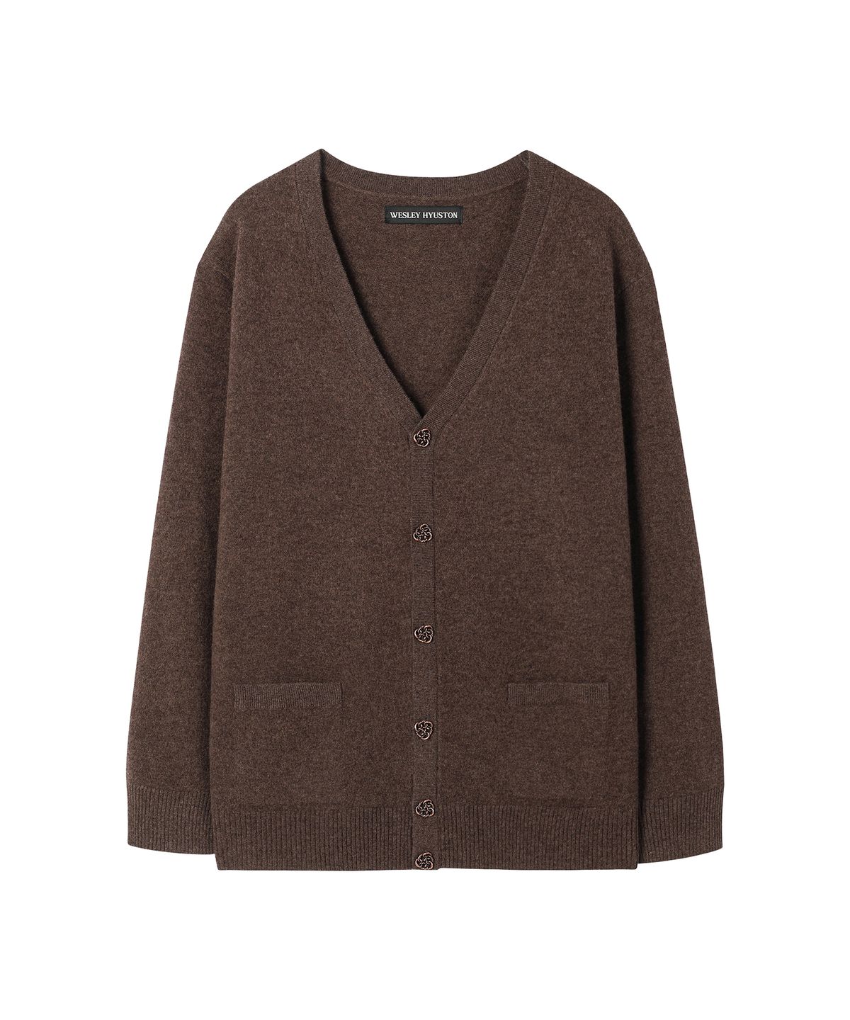 웨슬리 휴스턴(WESLEYHYUSTON) Vine metal button wool cardigan brown