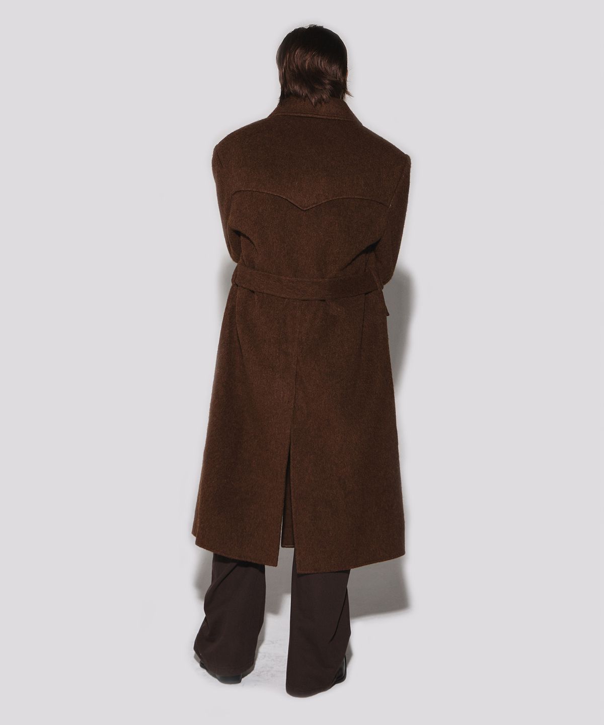 웨슬리 휴스턴(WESLEYHYUSTON) Monterra handmade wool balmacaan coat brown