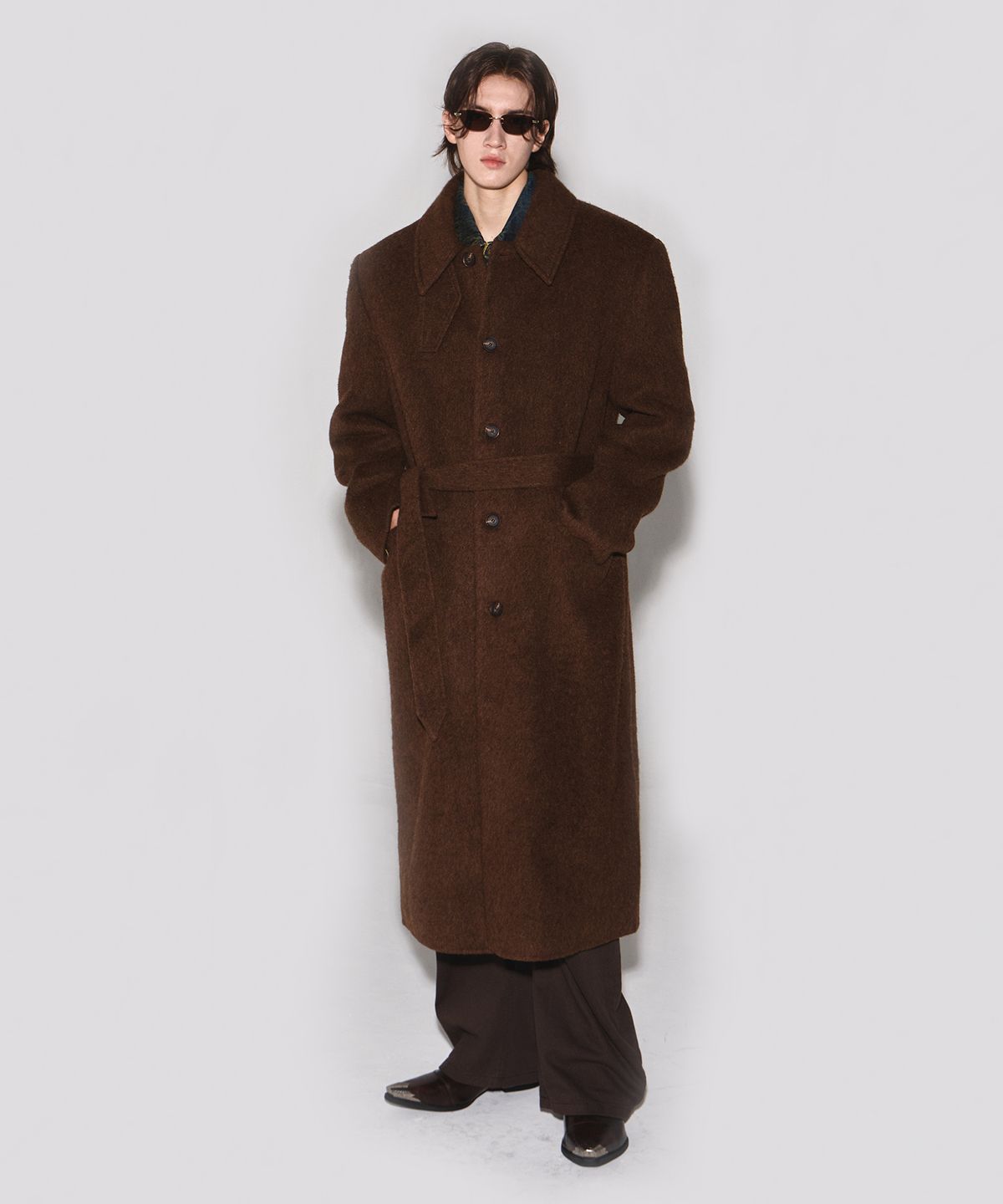 웨슬리 휴스턴(WESLEYHYUSTON) Monterra handmade wool balmacaan coat brown
