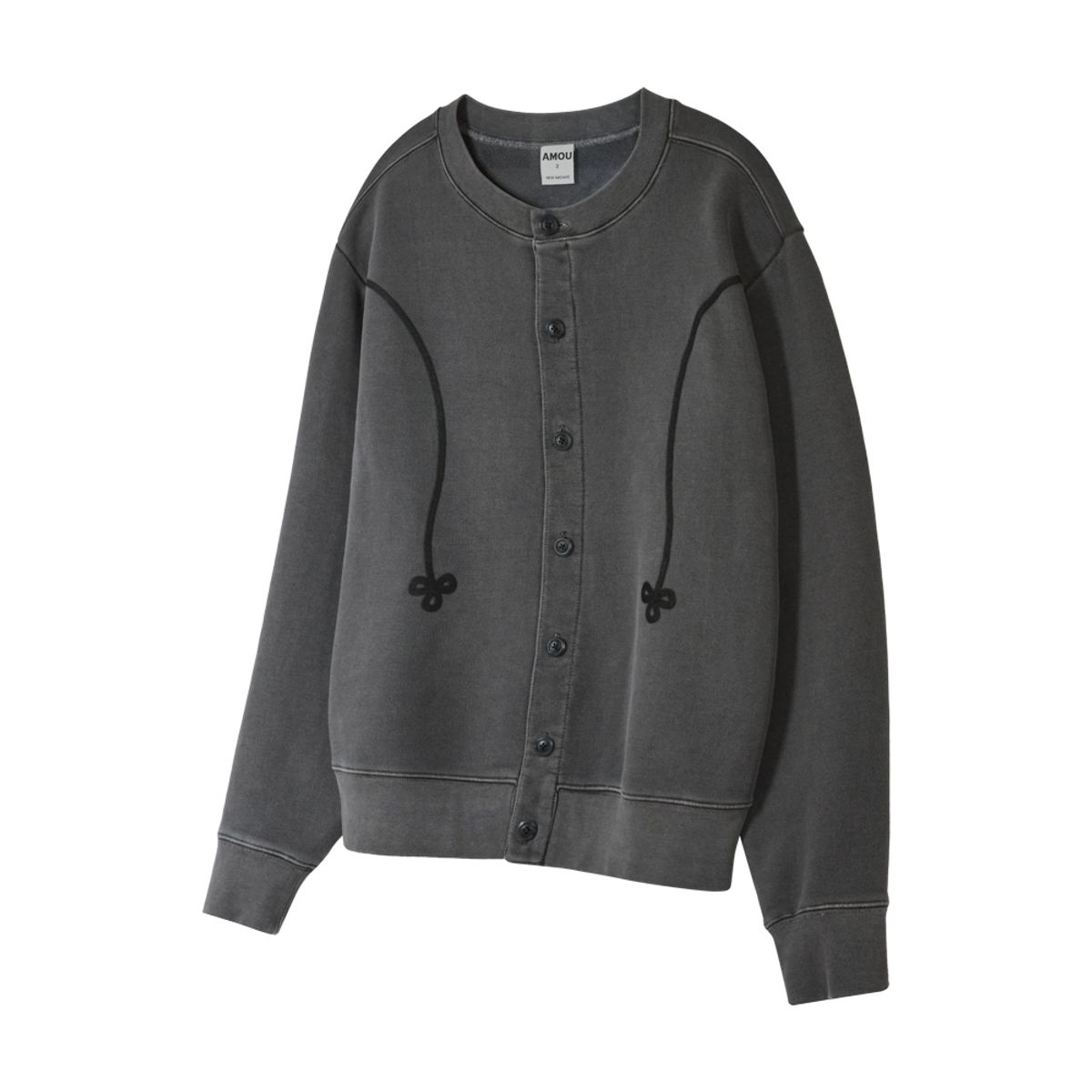 아모우(AMOU) AMOU Pigment Sweat Cardigan CHACOL GRAY