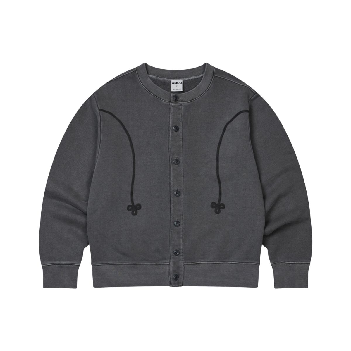 아모우(AMOU) AMOU Pigment Sweat Cardigan CHACOL GRAY