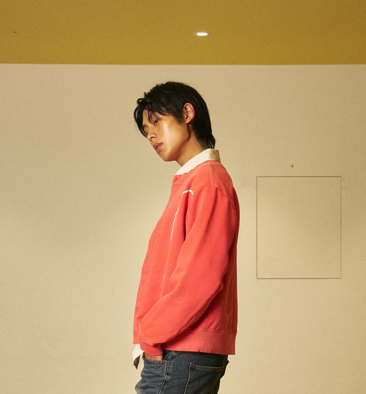 아모우(AMOU) AMOU Pigment Sweat Cardigan VINTAGE RED
