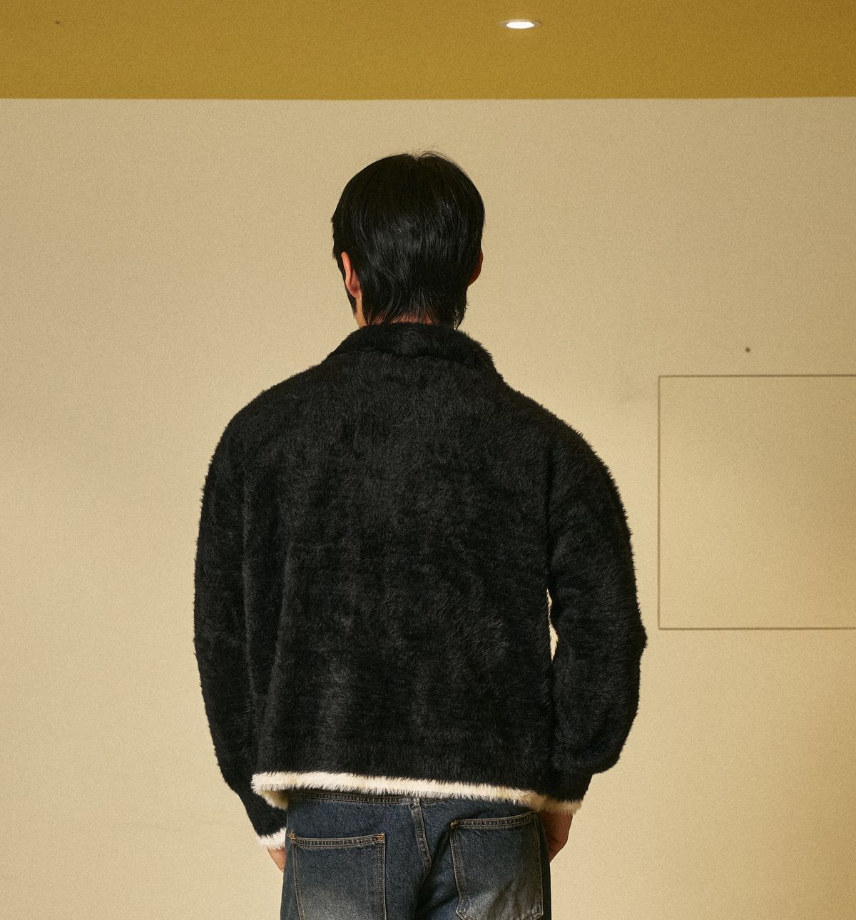 아모우(AMOU) Mohair Washable Kara knit BLACK