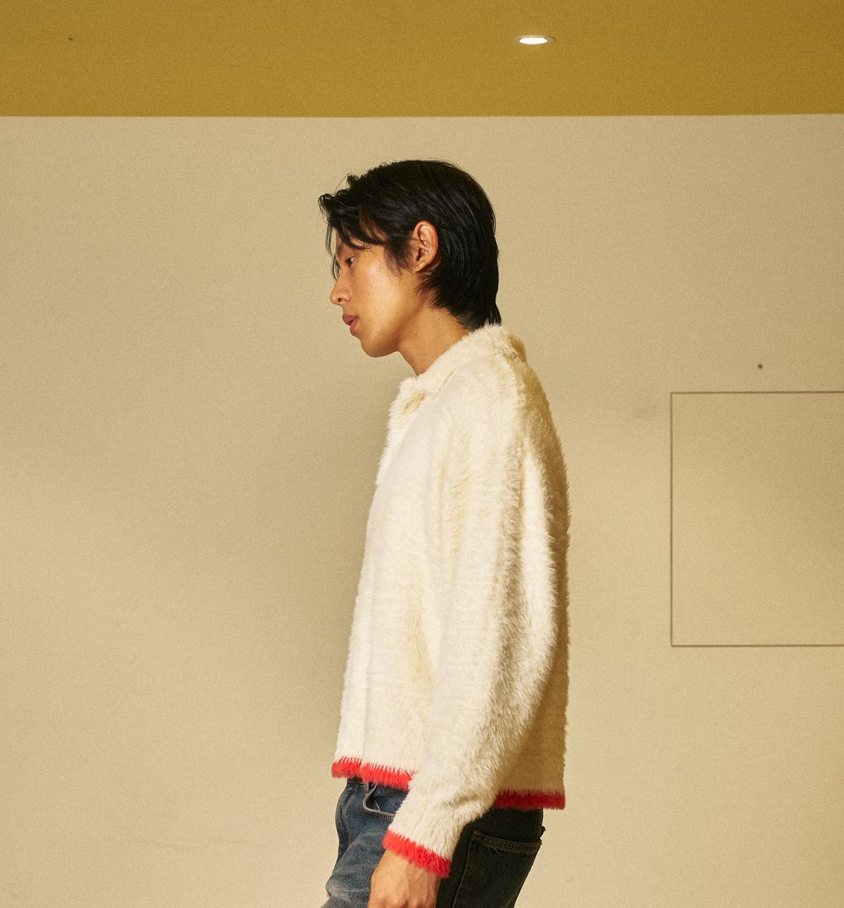 아모우(AMOU) Mohair Washable Kara knit IVORY