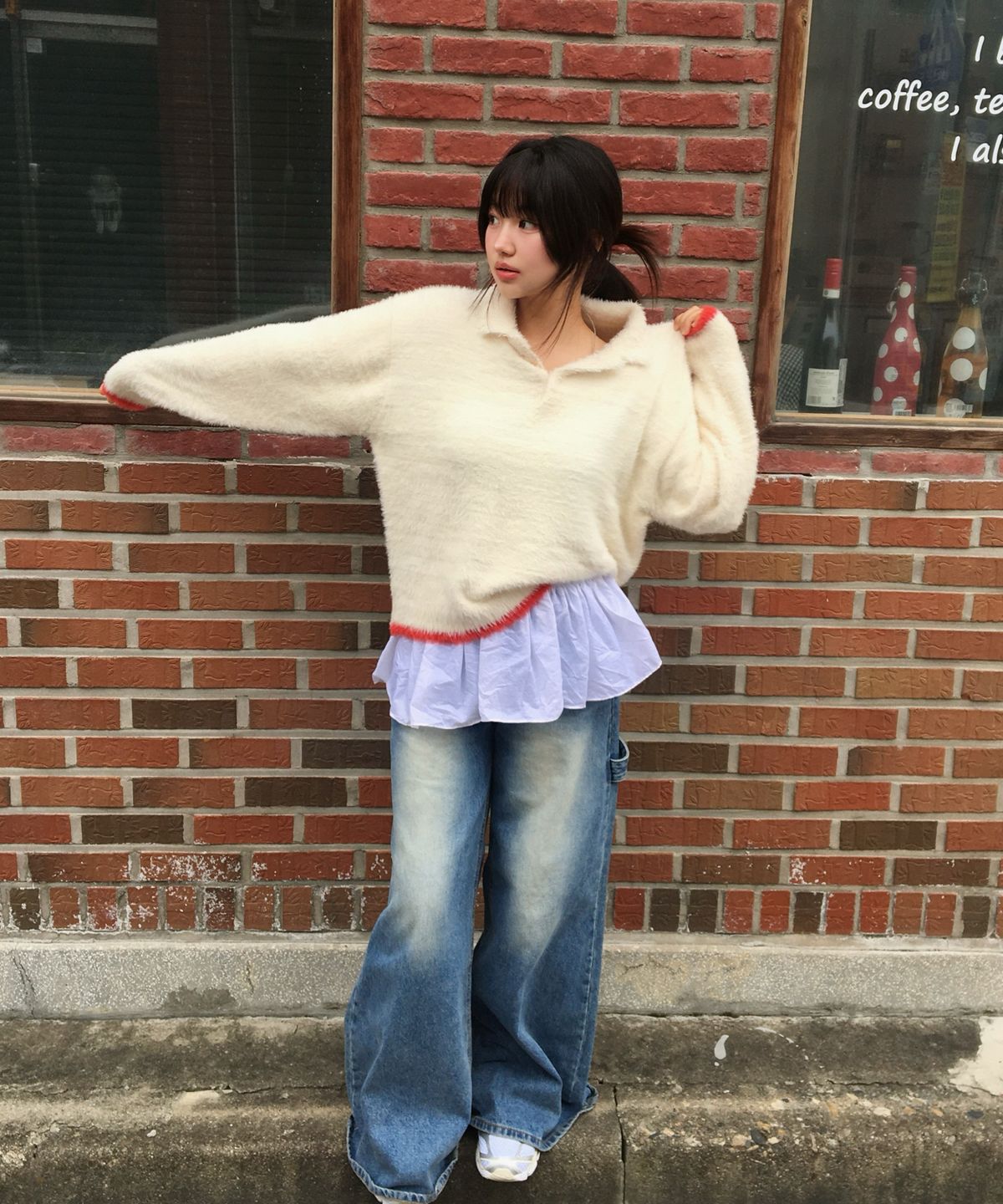 아모우(AMOU) Mohair Washable Kara knit IVORY