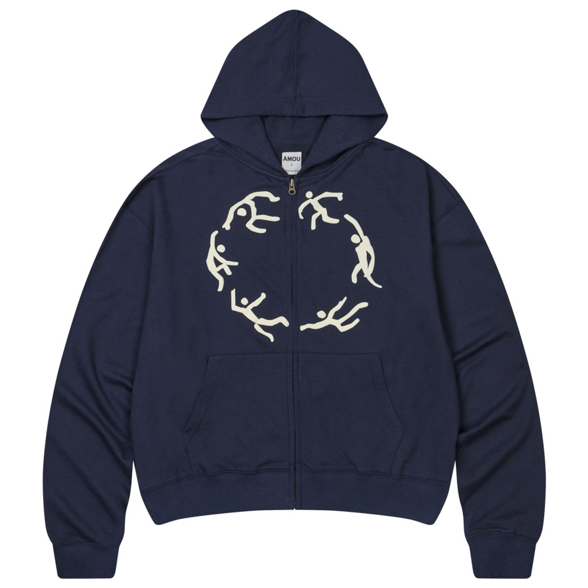 아모우(AMOU) Dancing Circle Crop Hoodie Zip-up NAVY