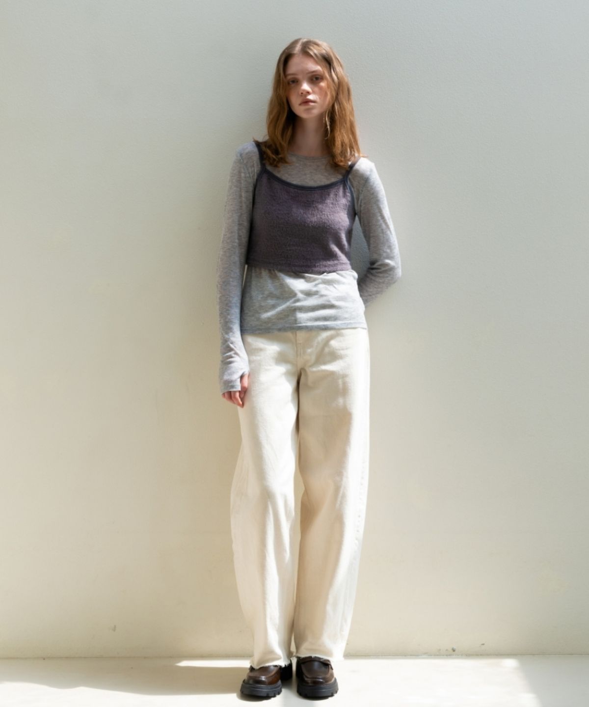 어나우트(UNNOUT) SOFT WOOL JERSEY T-SHIRT GREY