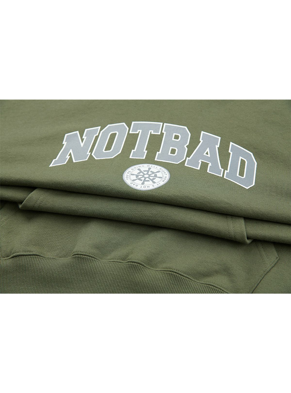 낫배드코리아(NOTBAD KOREA) 라운드 아치 로고 후드 - Khaki