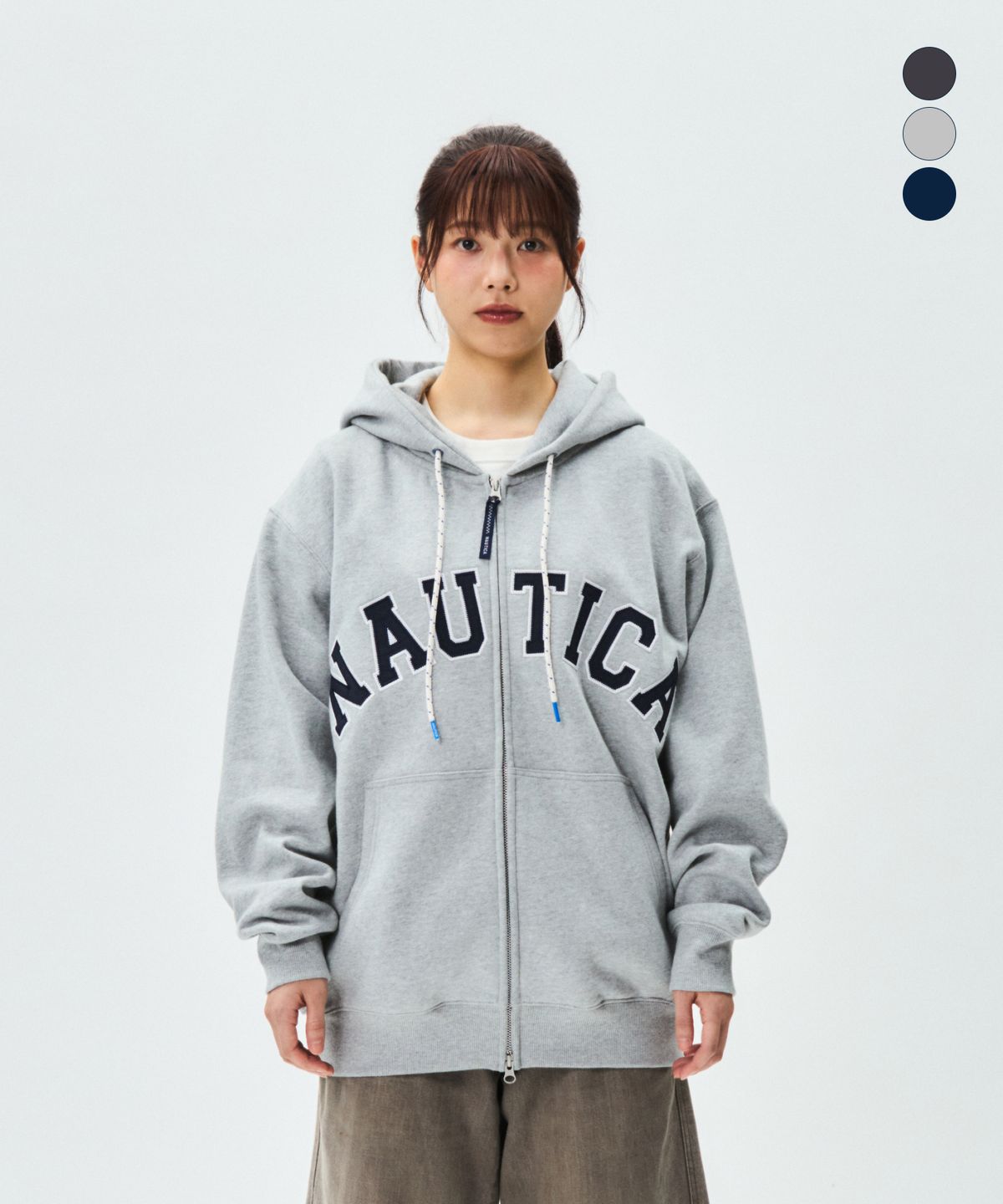 노티카(NAUTICA) 아치 로고 후디드 집업(기모) NJK0865