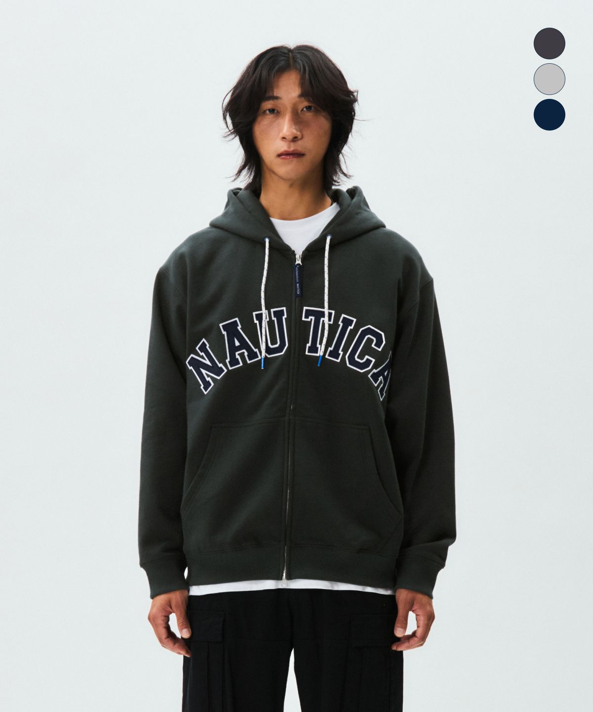 노티카(NAUTICA) 아치 로고 후디드 집업(기모) NJK0865