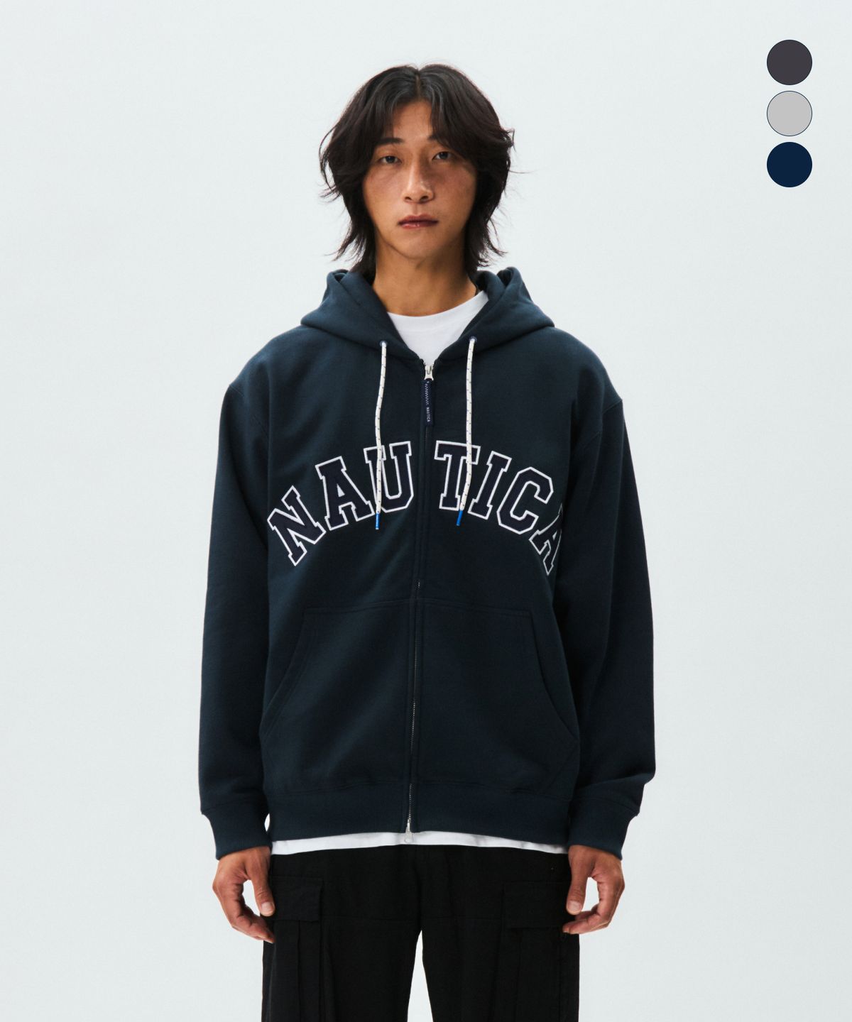 노티카(NAUTICA) 아치 로고 후디드 집업(기모) NJK0865