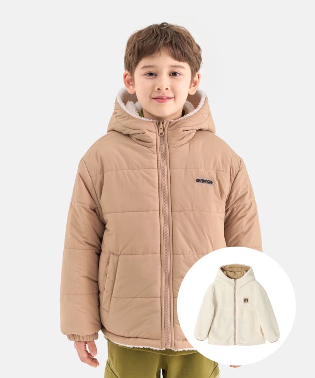 아웃도어 프로덕츠 키즈(OUTDOOR PRODUCTS KIDS) 리버서블 패딩 점퍼 (베이지) OD253OPJ05_BEI