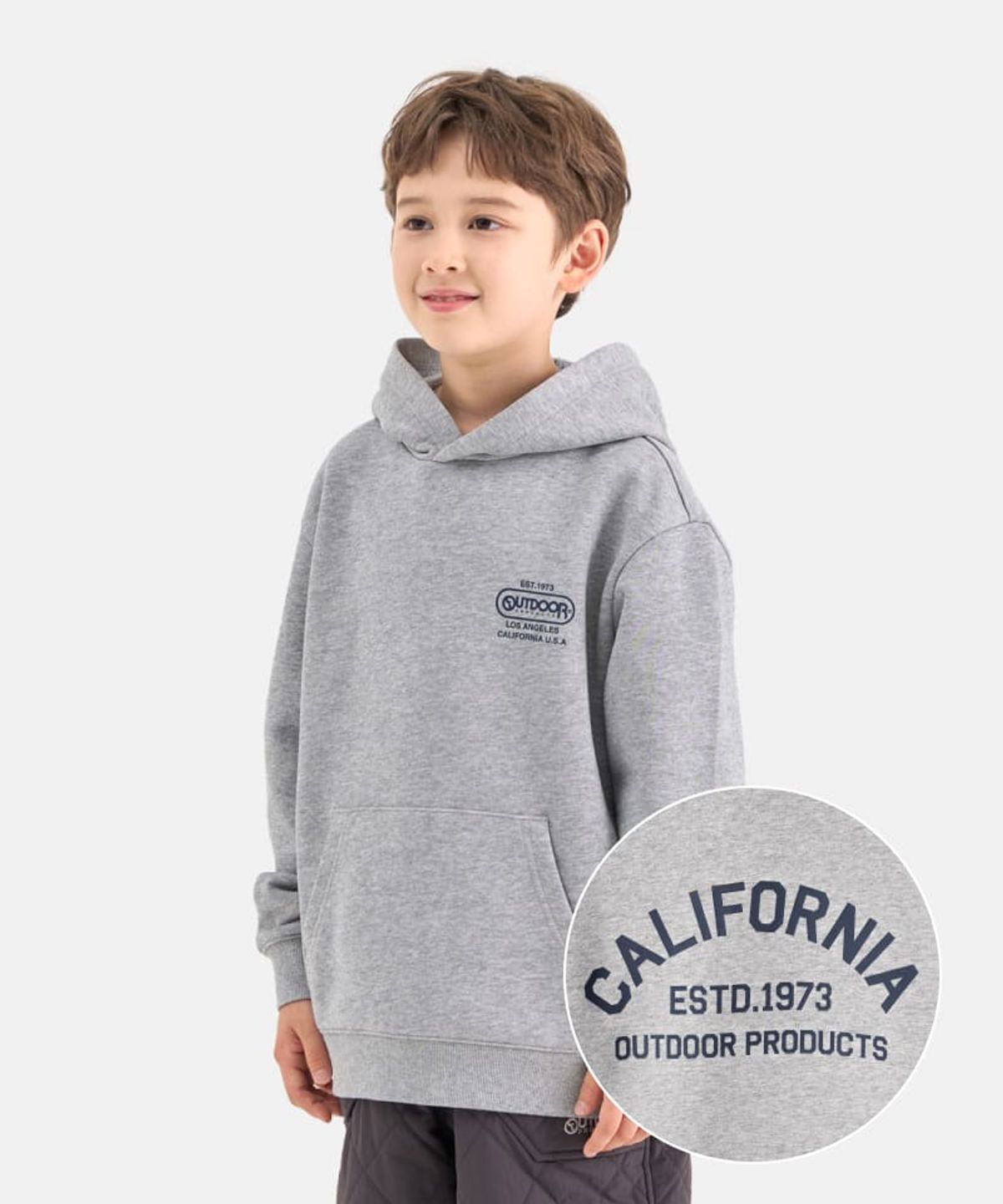 아웃도어 프로덕츠 키즈(OUTDOOR PRODUCTS KIDS) 에센셜 백그래픽 후드티 (멜란지) OD253IHD17_MLG