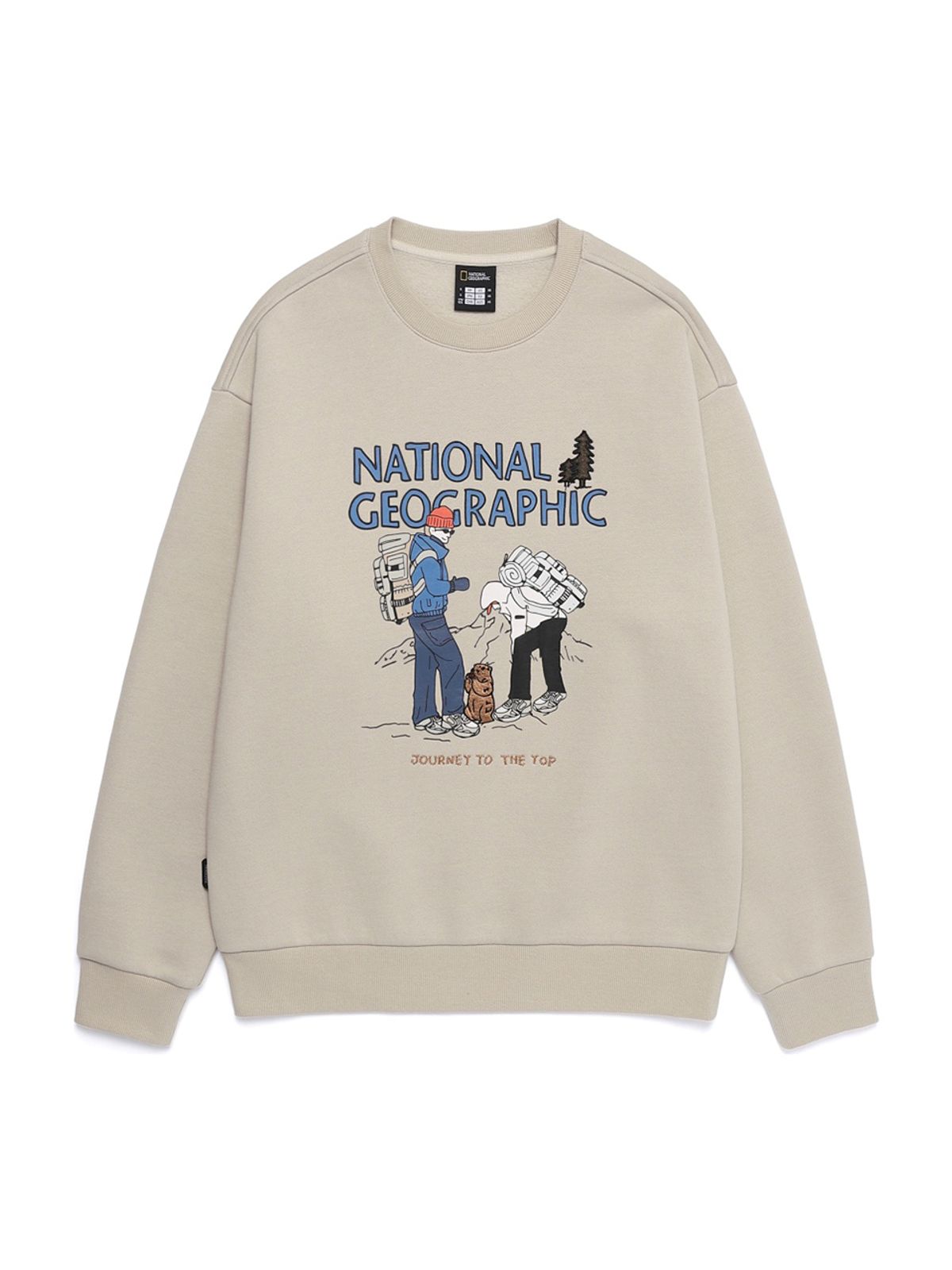 내셔널지오그래픽(NATIONALGEOGRAPHIC) N254USW901 트레져 컨셉 크루 그래픽 기모 맨투맨 MOURNING BEIGE