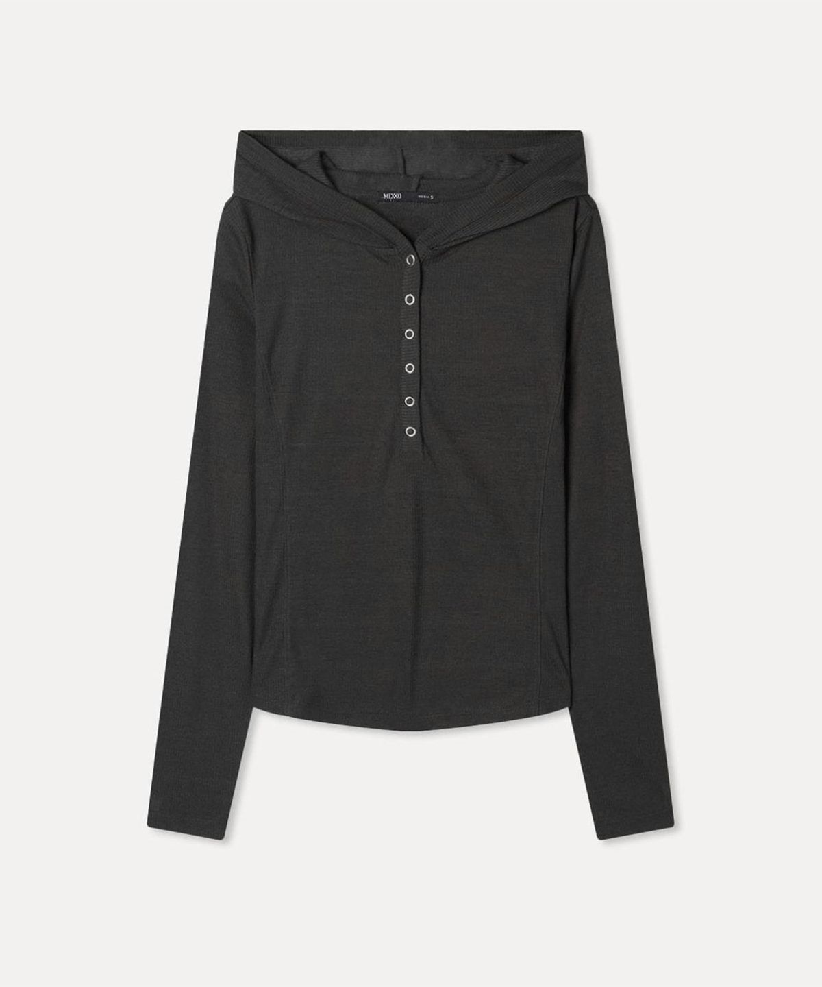 미쏘(MIXXO) 후드 스냅 긴팔 티셔츠_MIWLWG93QA