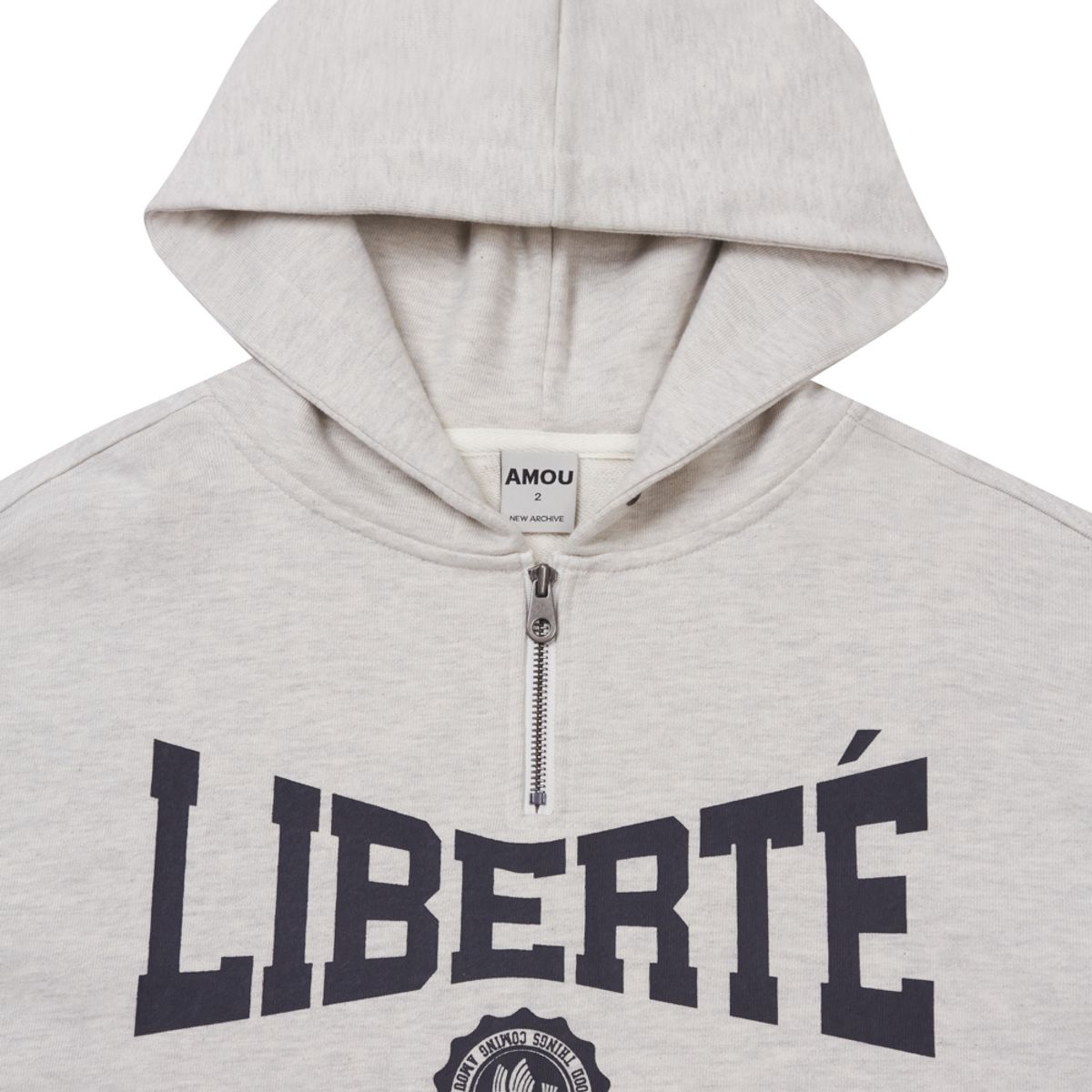 아모우(AMOU) Liberte Zip up Hoodie CREAM MELANGE