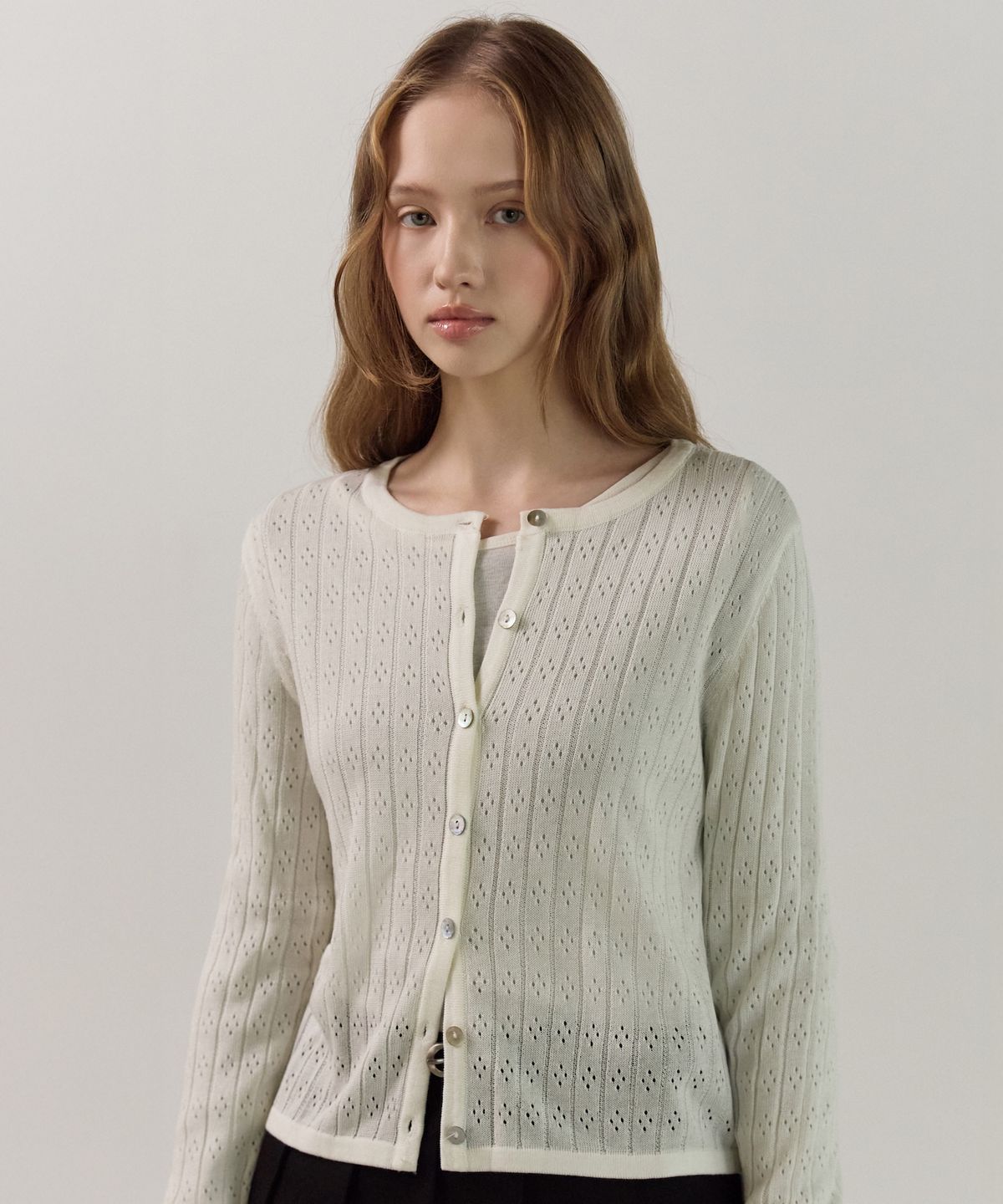 엘리오티(ELLIOTI) Punching Knit Cardigan_3Color