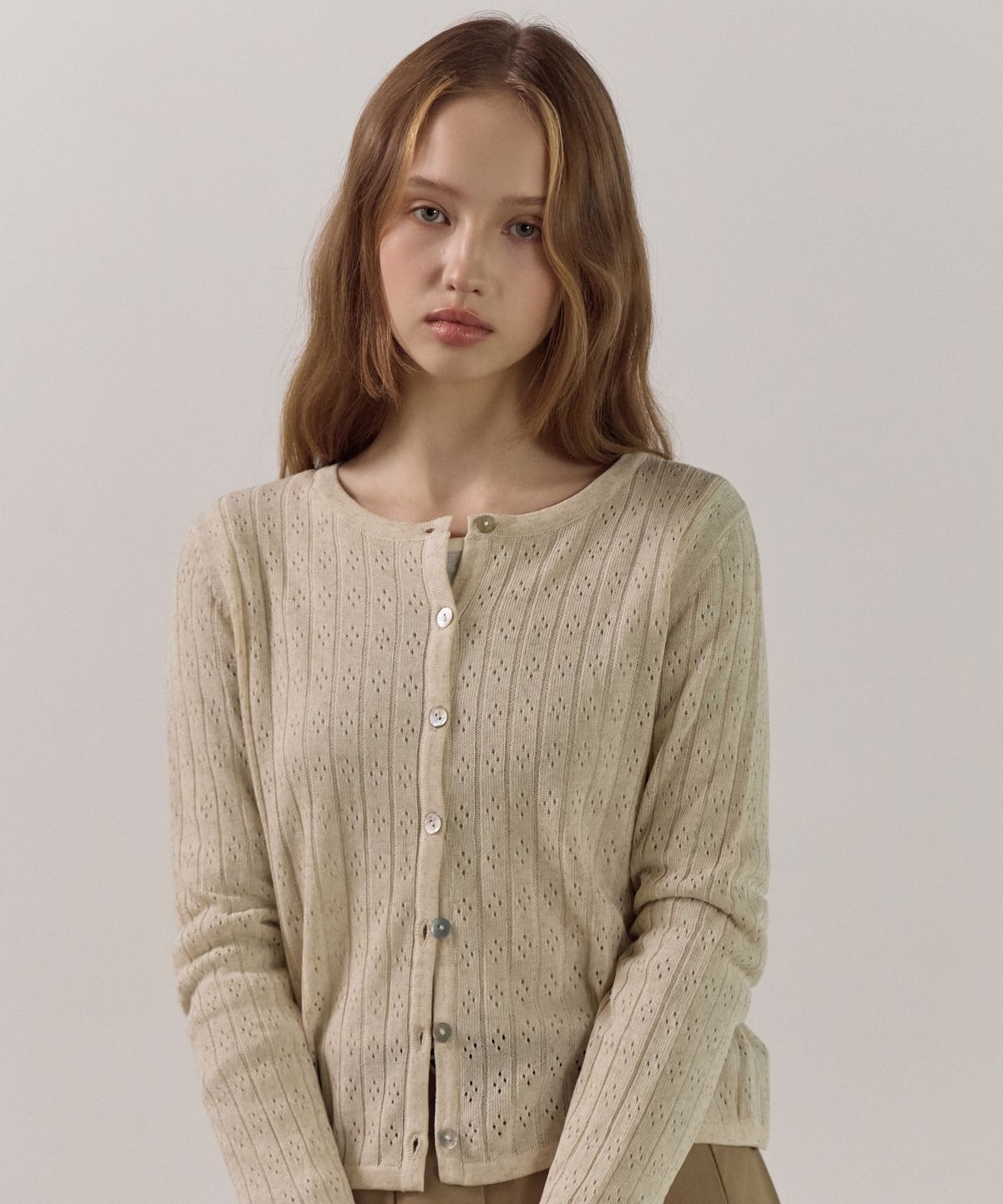엘리오티(ELLIOTI) Punching Knit Cardigan_3Color