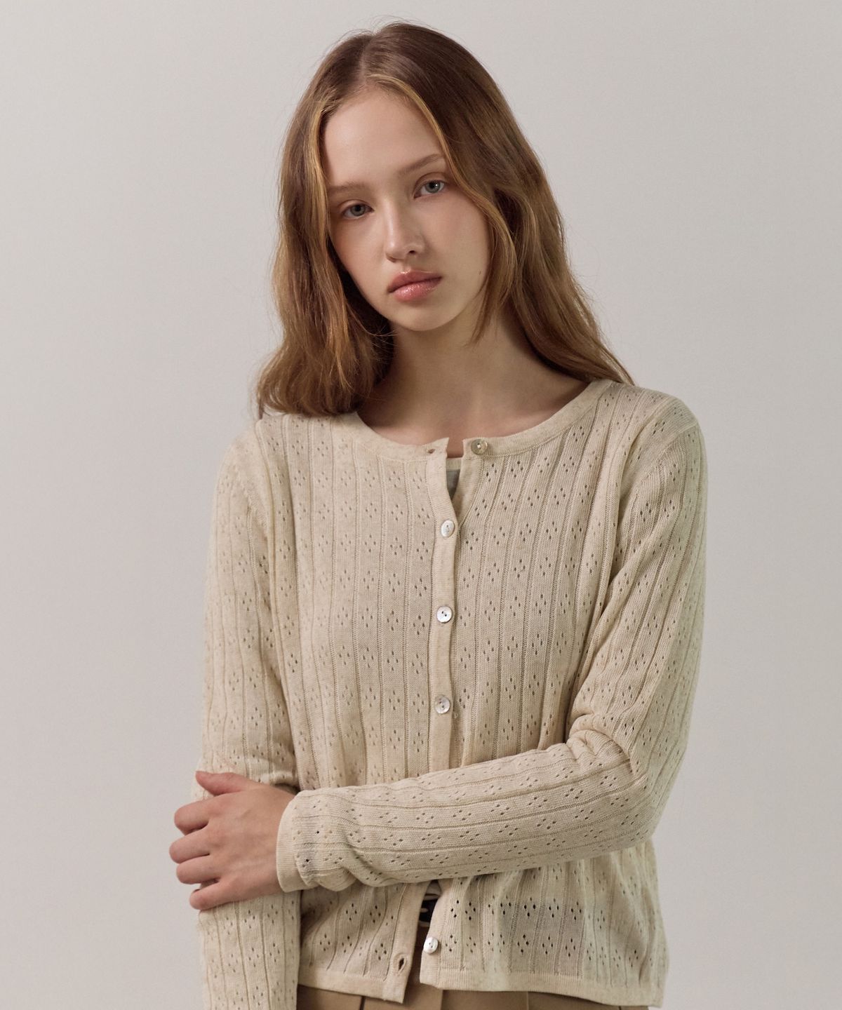 엘리오티(ELLIOTI) Punching Knit Cardigan_3Color
