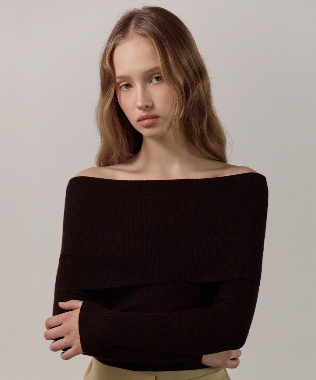 엘리오티(ELLIOTI) Fold Neck Knit TS_3Color