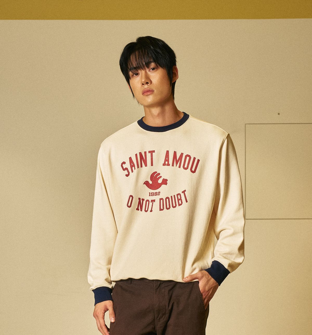 아모우(AMOU) Saint Amou Ringer Sweat Shirts CREAM