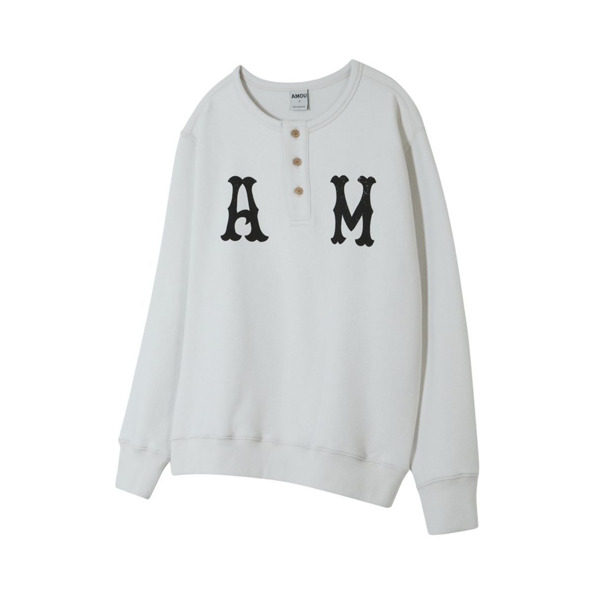 아모우(AMOU) A.M Henley Neck Sweat Shirts GRAY