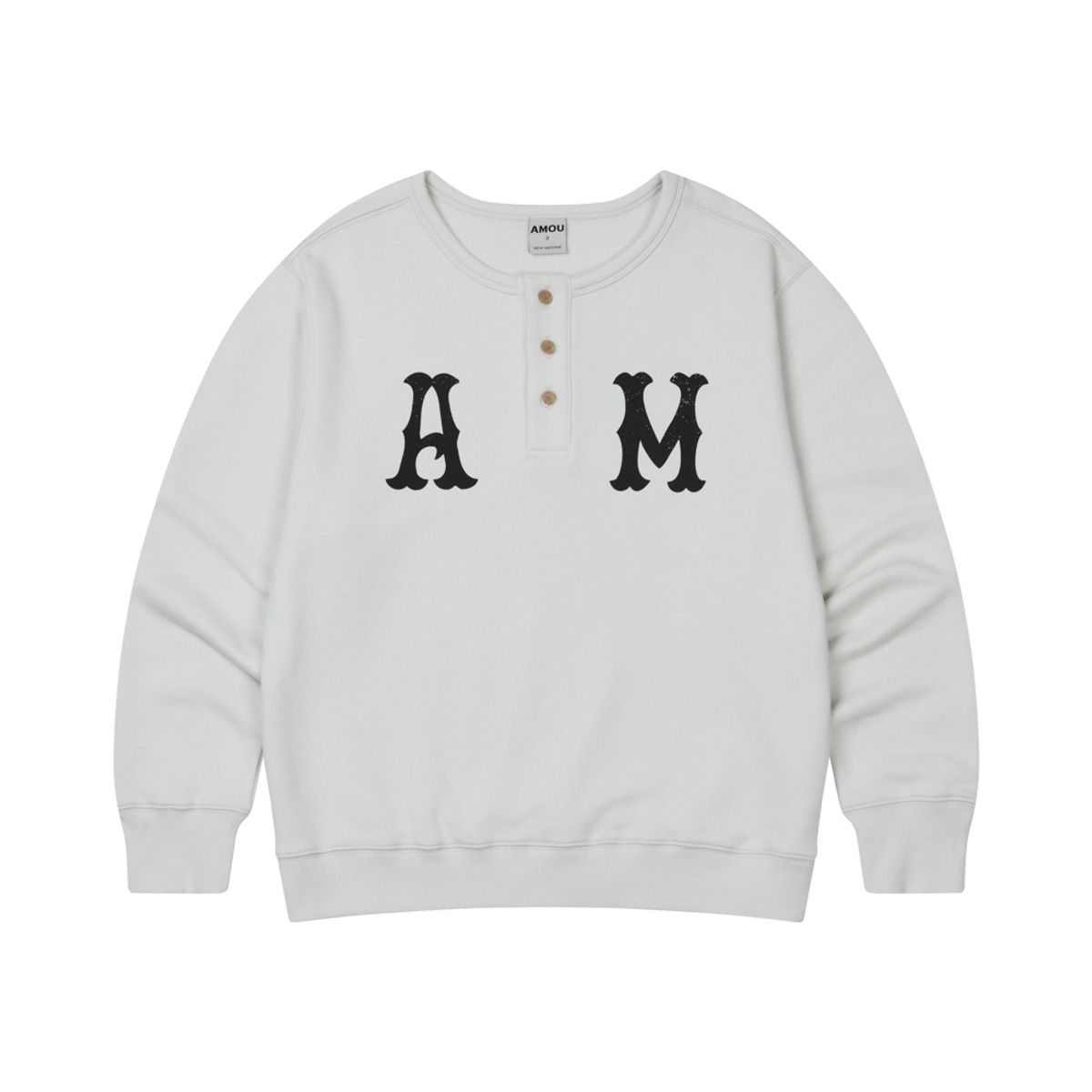 아모우(AMOU) A.M Henley Neck Sweat Shirts GRAY