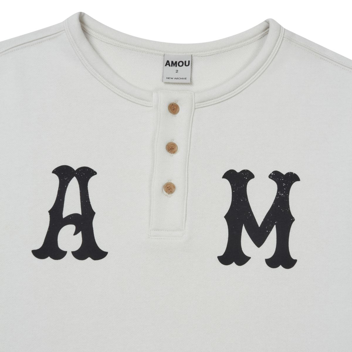 아모우(AMOU) A.M Henley Neck Sweat Shirts GRAY