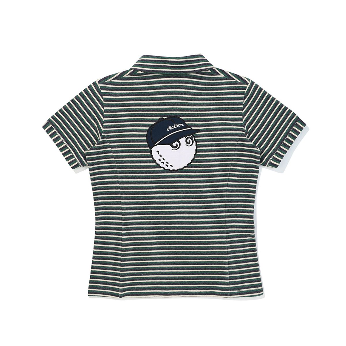 말본 골프(MALBON GOLF) 여성 스트라이프 하프집업 카라 티셔츠 GREEN (WOMAN)