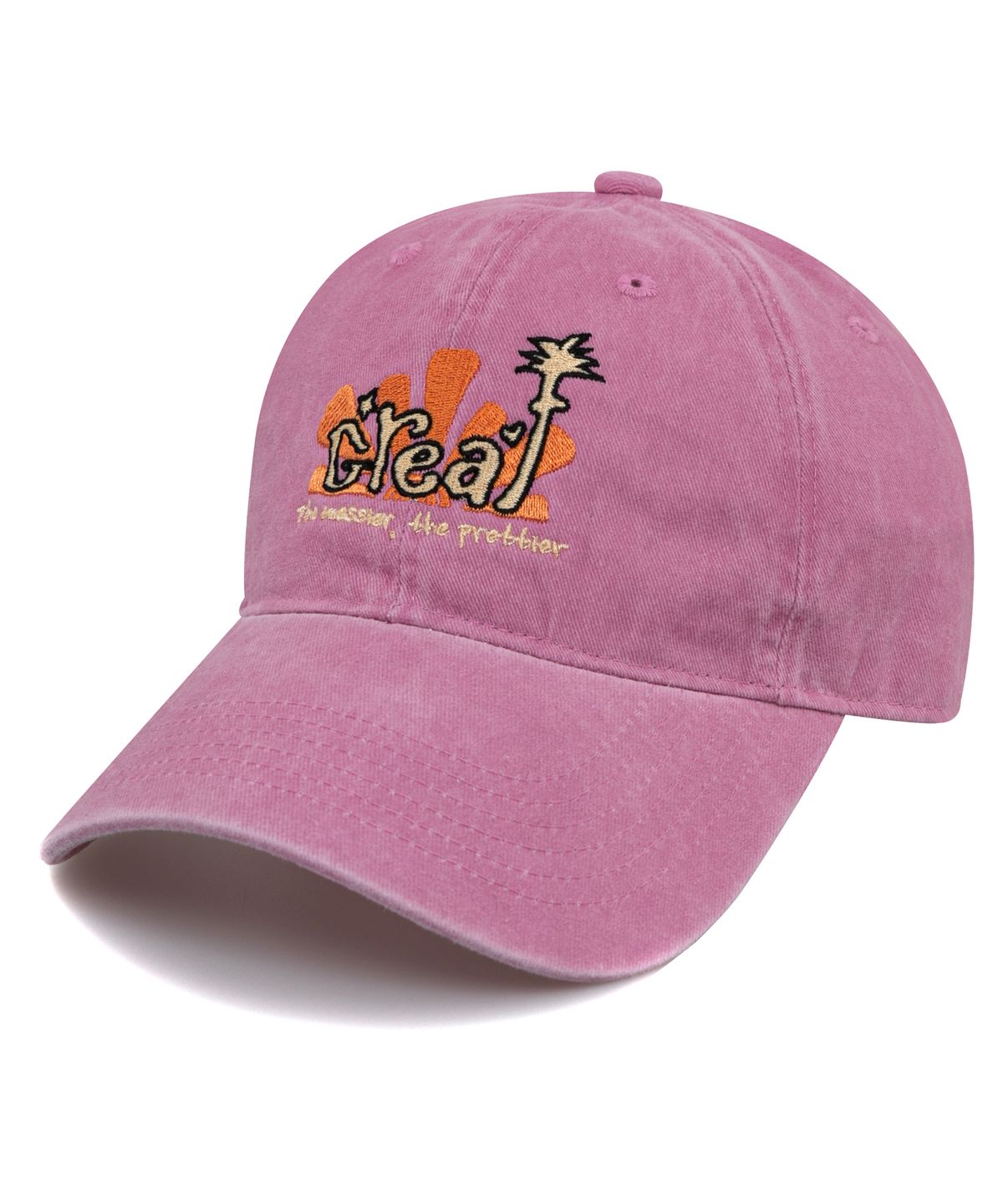 비치스앤크림(BEACHESANDCREAM) Creaf Stone-Washed Ball cap-Pink