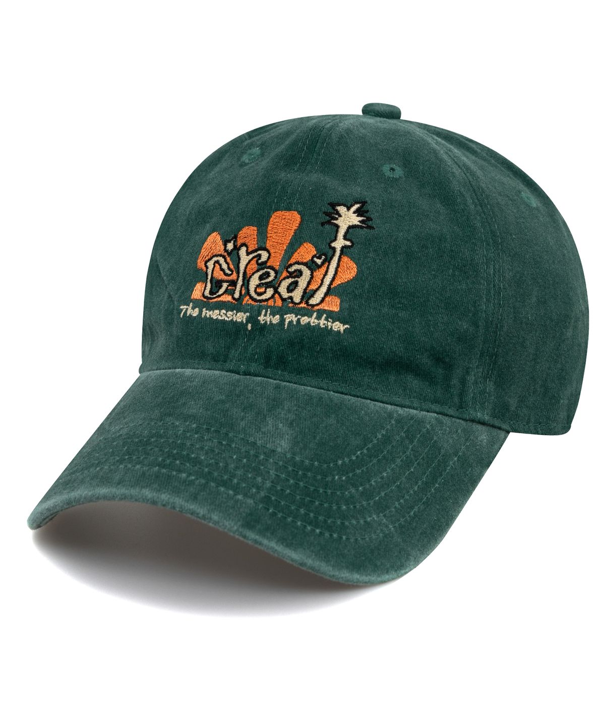 비치스앤크림(BEACHESANDCREAM) Creaf Stone-Washed Ball cap-Green