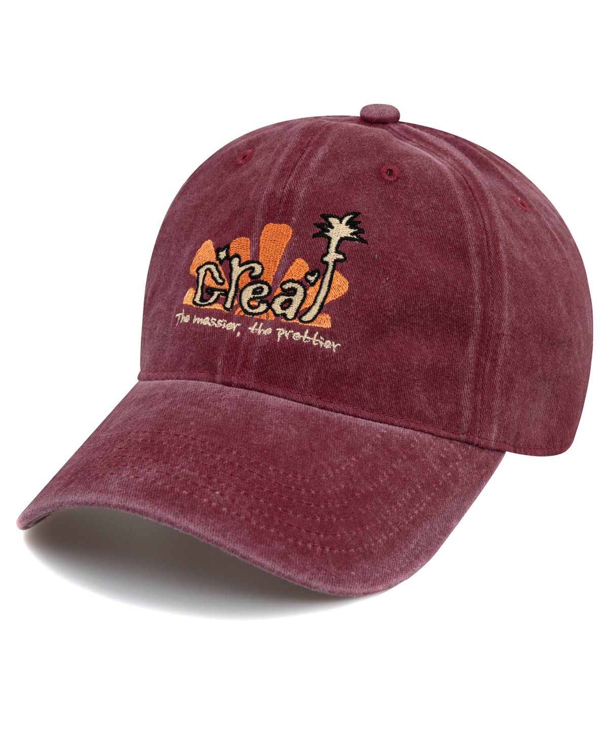 비치스앤크림(BEACHESANDCREAM) Creaf Stone-Washed Ball cap-Burgundy