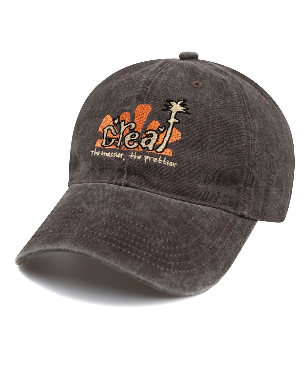 비치스앤크림(BEACHESANDCREAM) Creaf Stone-Washed Ball cap-Brown