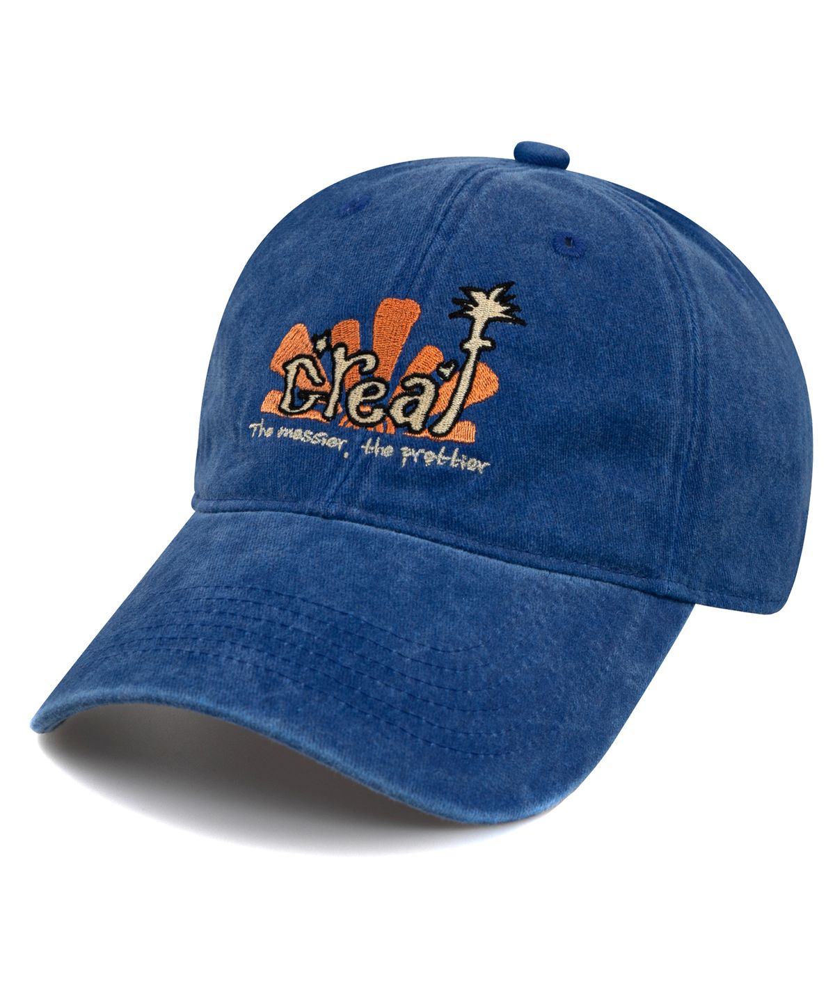 비치스앤크림(BEACHESANDCREAM) Creaf Stone-Washed Ball cap-Blue