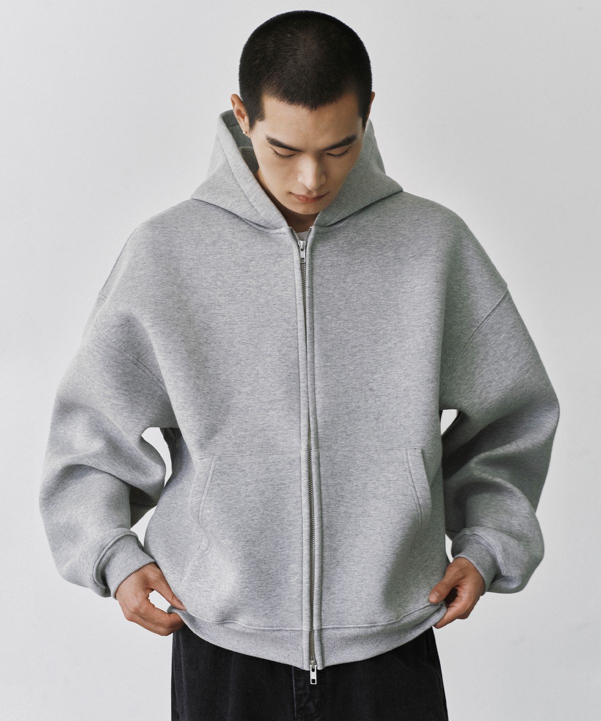 브랜디드(BRANDED) CLOUD HOODIE ZIP-UP [MELANGE GRAY]