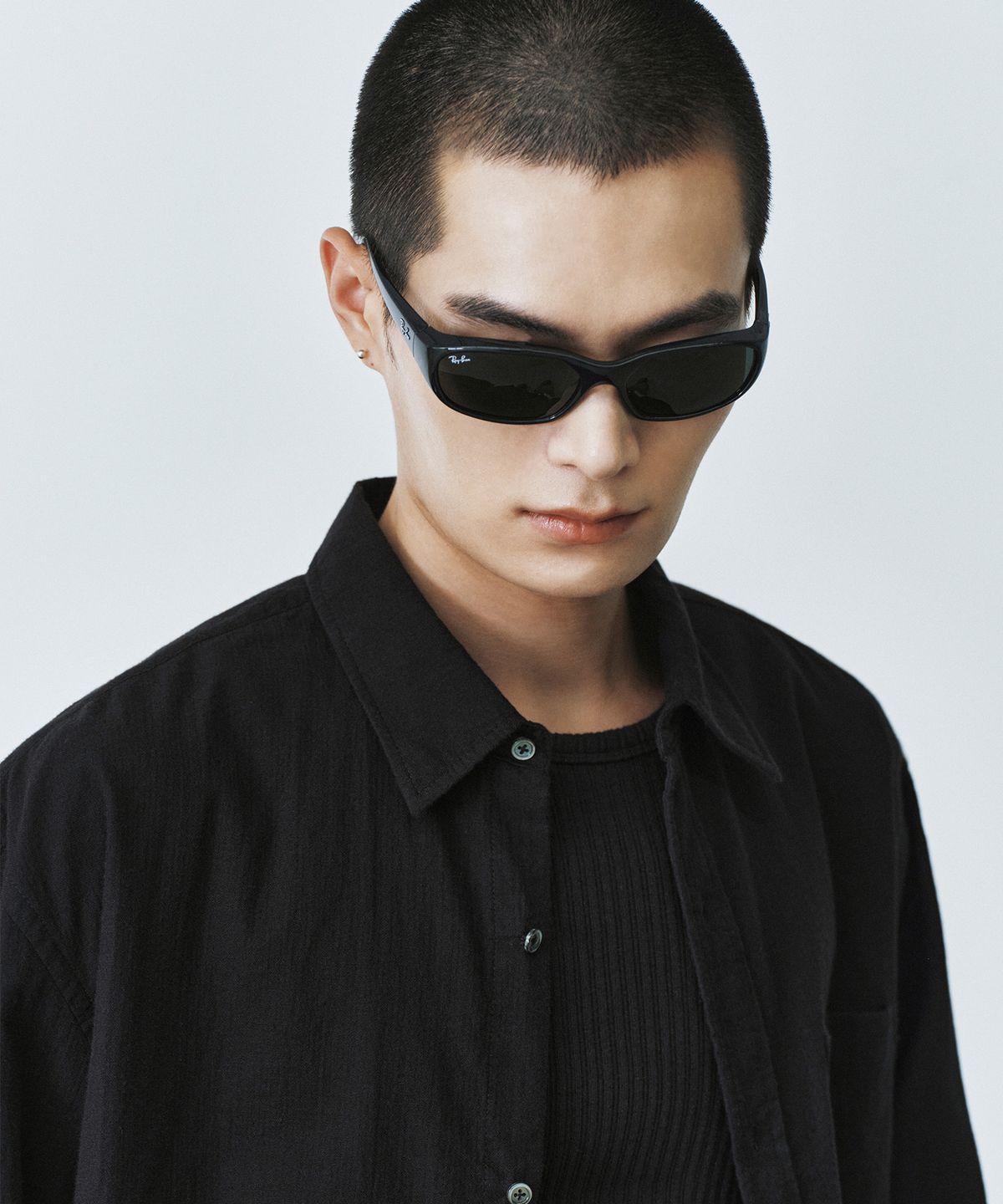 브랜디드(BRANDED) PINTER CROP GAUZE SHIRT [BLACK]