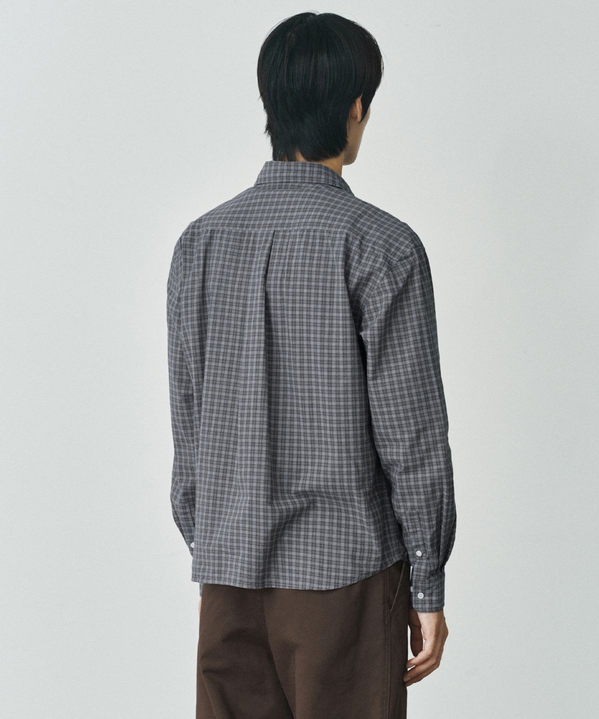 브랜디드(BRANDED) PINTER CROP CHECK SHIRT [GRAY]