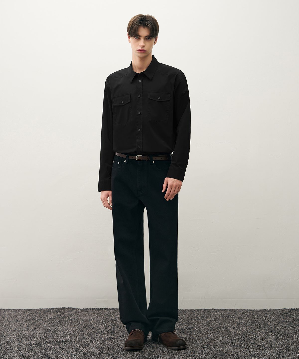 드로우핏(DRAW FIT) 워시드 코튼 웨스턴 셔츠 [BLACK]