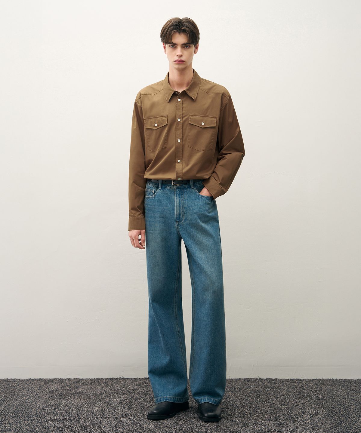 드로우핏(DRAW FIT) 워시드 코튼 웨스턴 셔츠 [BROWN]