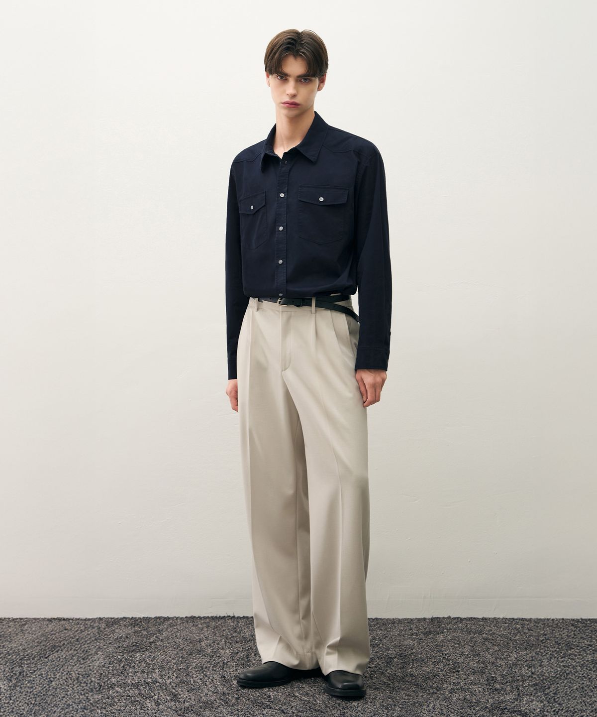 드로우핏(DRAW FIT) 워시드 코튼 웨스턴 셔츠 [NAVY]
