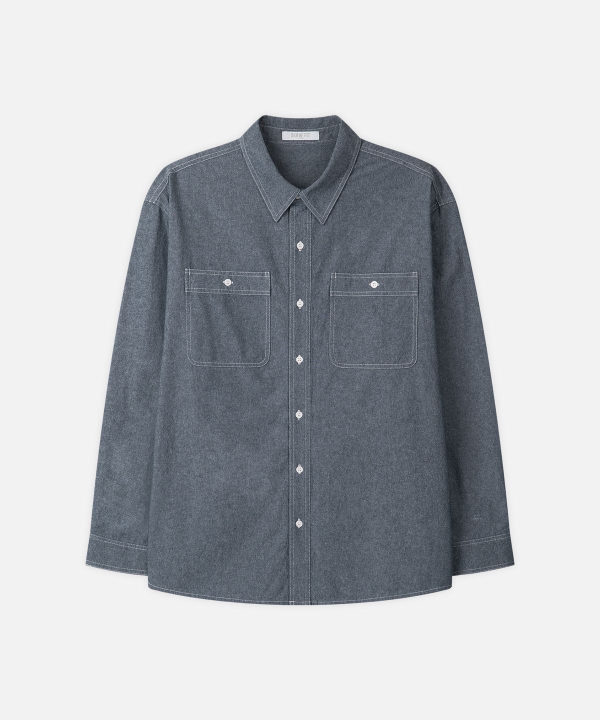 드로우핏(DRAW FIT) 워시드 코튼 샴브레이 워크 셔츠 [INDIGO]
