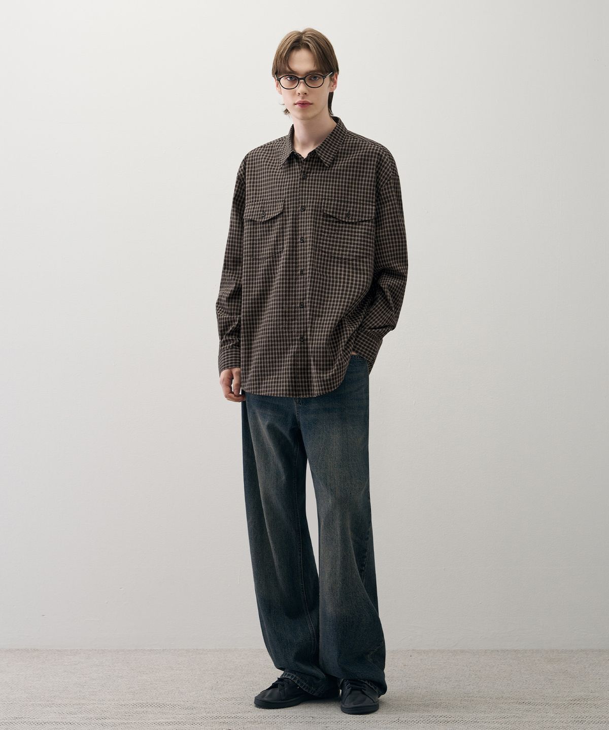 드로우핏(DRAW FIT) 덴버 투 포켓 체크 셔츠 [BROWN]