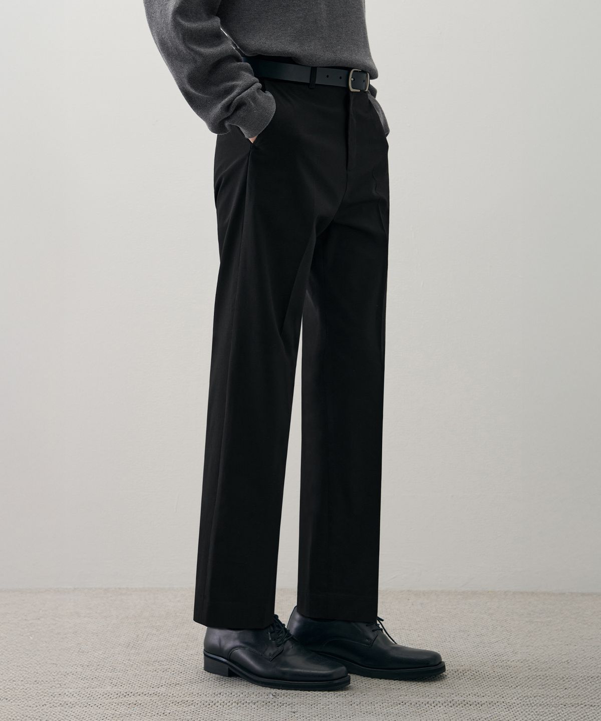 드로우핏(DRAW FIT) 도브 울 릴렉스 스트레이트 슬랙스 [BLACK]