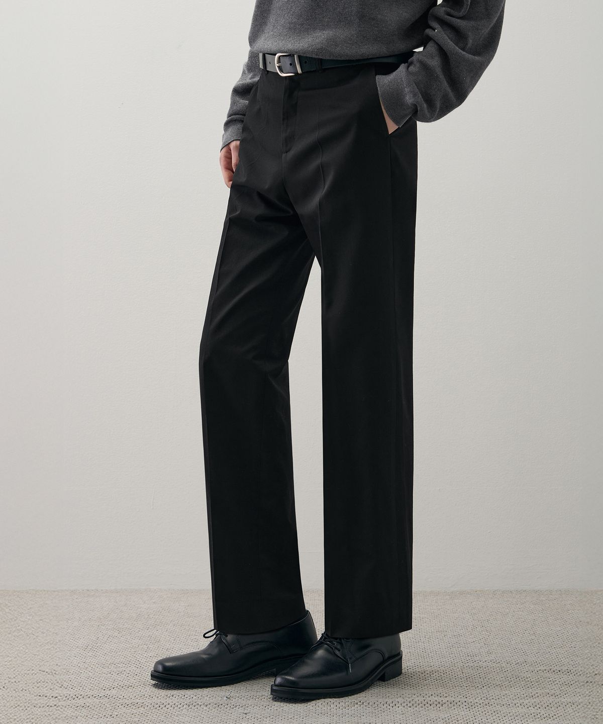드로우핏(DRAW FIT) 도브 울 릴렉스 스트레이트 슬랙스 [BLACK]
