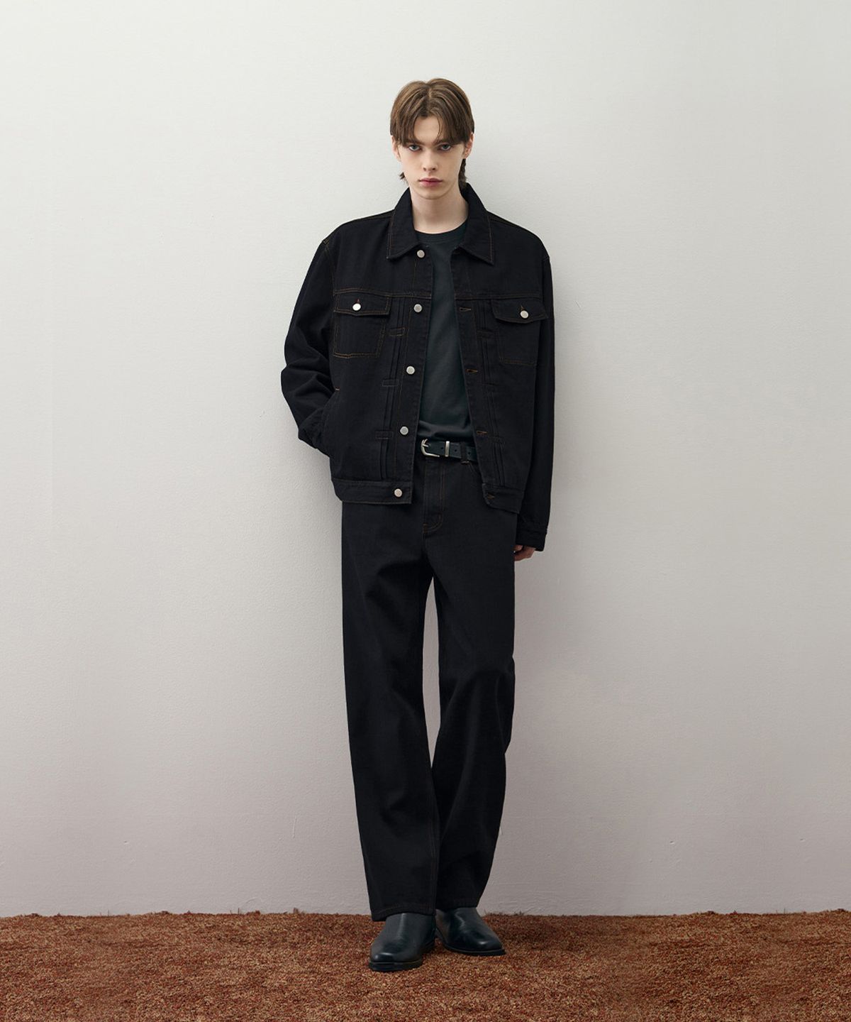드로우핏(DRAW FIT) 워싱 릴렉스 스트레이트 데님 팬츠 [BLACK INDIGO]