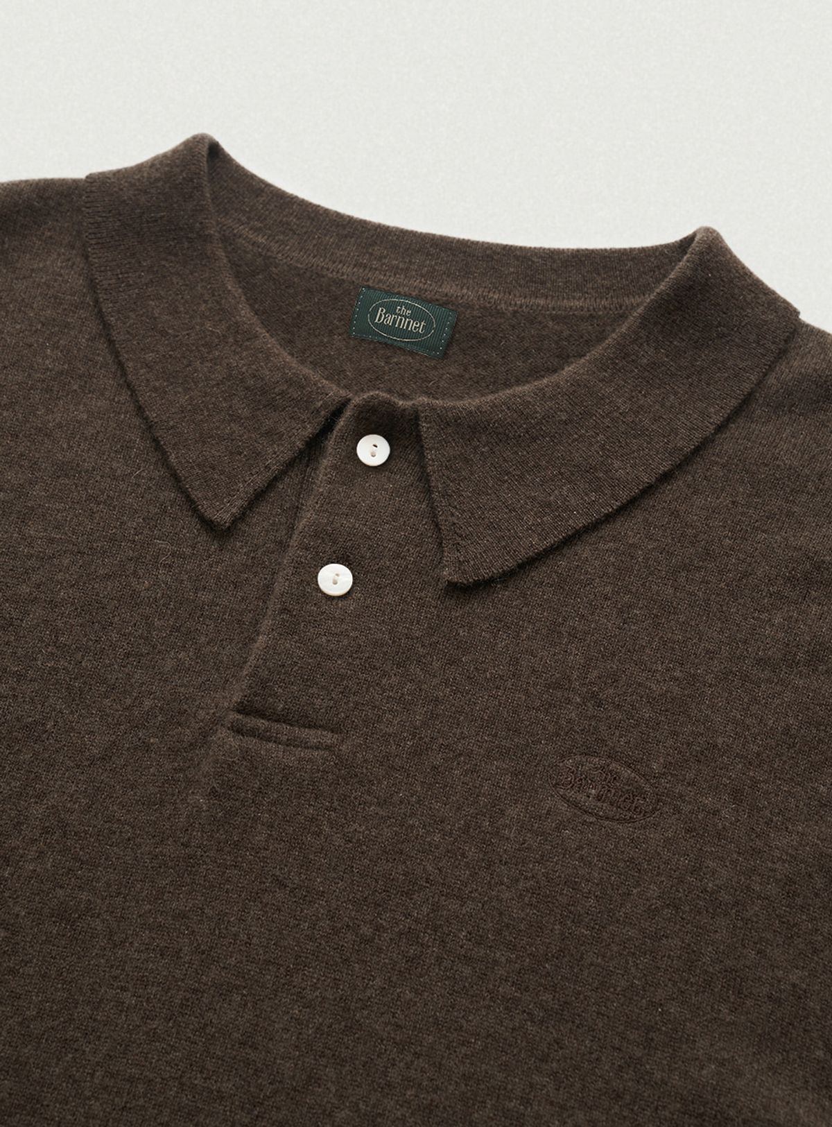 더바넷(THEBARNNET) Oversized Cashmere Wimblyn Knit Polo Shirt_Dark Brown