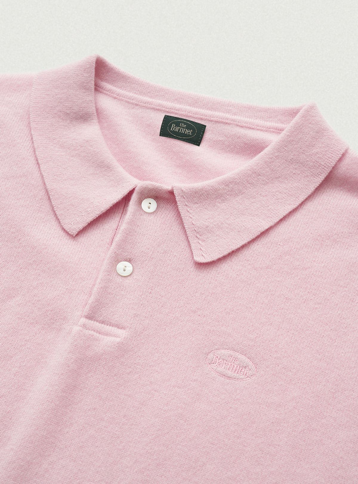 더바넷(THEBARNNET) Oversized Cashmere Wimblyn Knit Polo Shirt_Pink